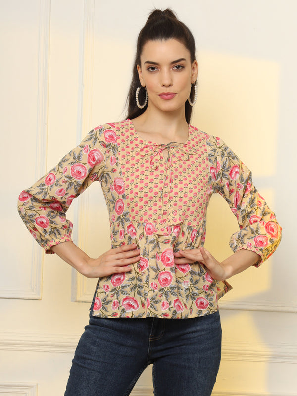 Peplum Style Collar Kurti /Top (Cotton)
