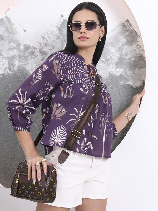 Peplum Style Collar Kurti /Top (Cotton)