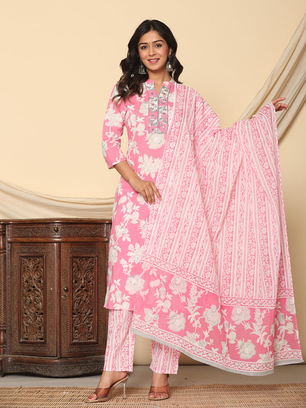 Kurta Dupatta Pant Set (Pure Cotton)