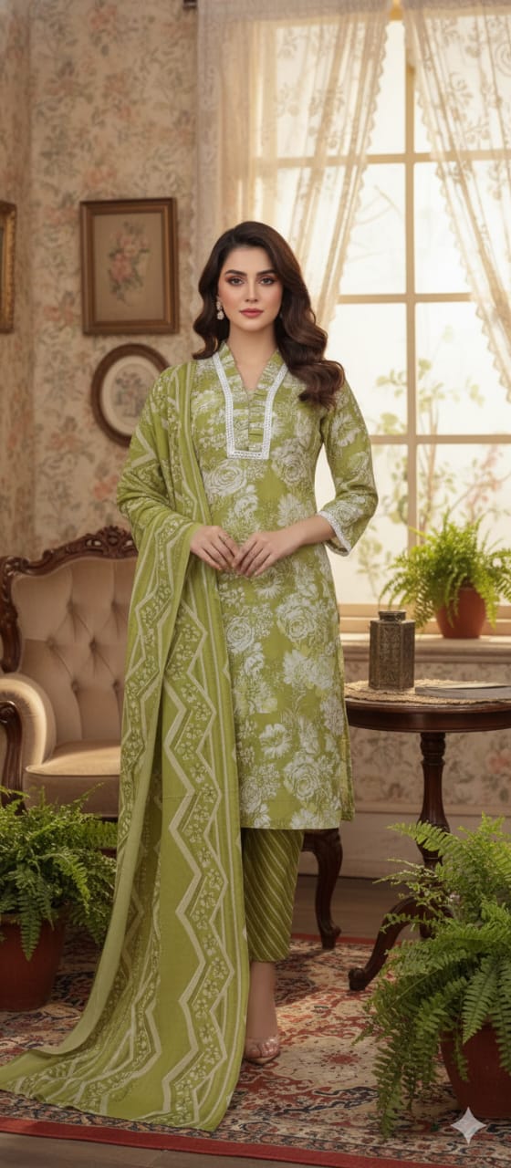 Floral Mughal Print Kurta set (Pure Cotton)