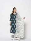 Khadi Kurta with Hand Block Palazzo and Printed Dupatta (khadi Kurta)
